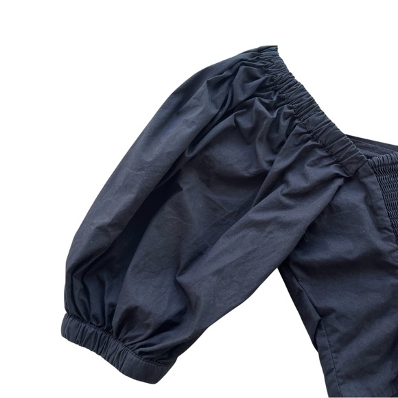 Abercrombie & Fitch Womens M Black Short Puff Sleeves Smocked Ruched Cropped Top - Picture 14 of 16